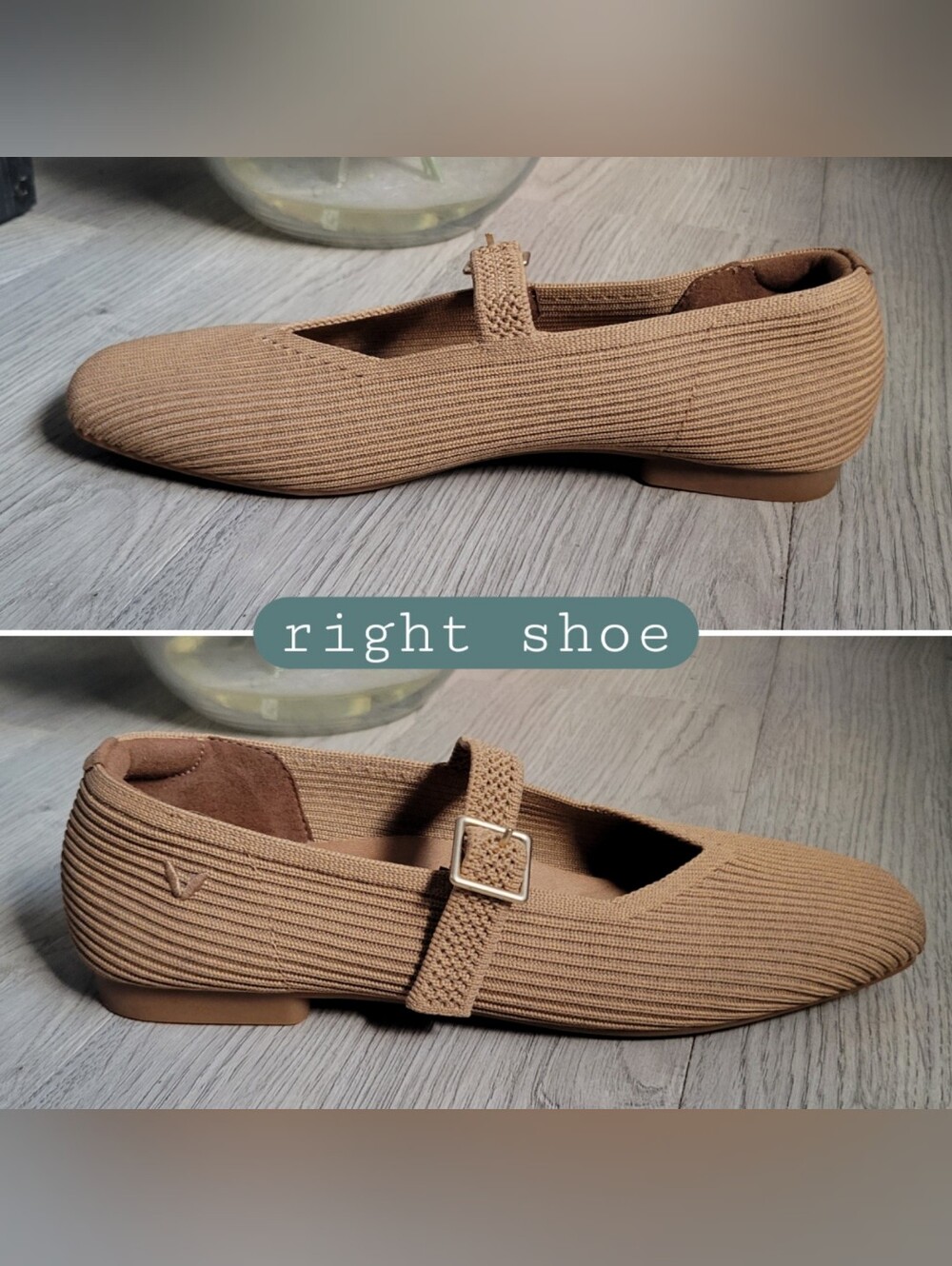 Vivaia Margot Mary Jane Buckle Square-Toe V-Cut Almond Ribbed Flats, US 5 EU 35 - Picture 8 of 15